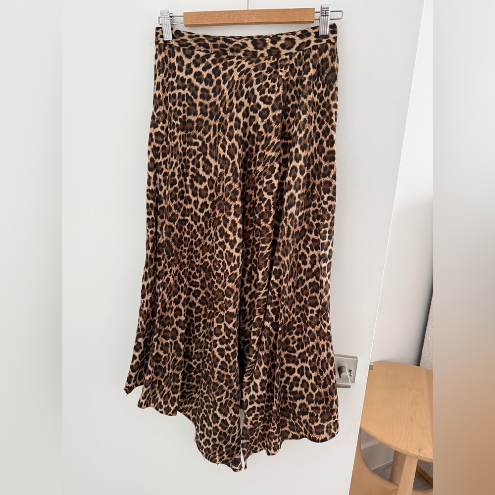 Zara Brown Leopard A-Line Skirt Sz Small